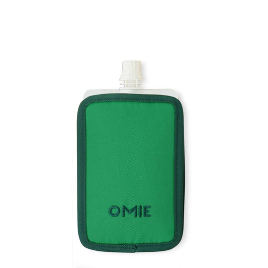 Four OmieChill Cooler Pouches in green, blue, pink, and purple colors, each with the brand name 'OMIE' visible on the front.