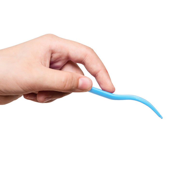 Blue fork with finger guide