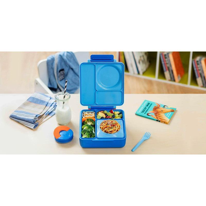 OmieBox - Blue Sky - Bento Box for Kids Insulated Bento Lunch Box with Leak Proof Thermos Food Jar