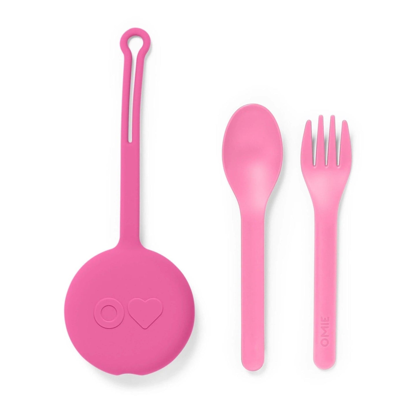 OmieBox Fork, Spoon & Pod Set - Bubble Pink