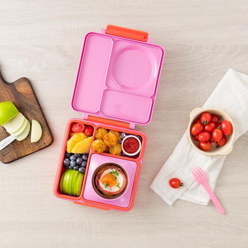 OmieBox - Pink Berry - Bento Box for Kids Insulated Bento Lunch Box with Leak Proof Thermos Food Jar