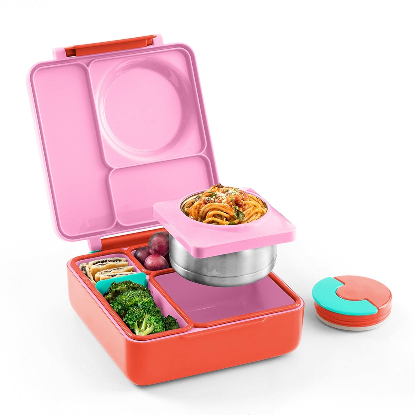 OmieBox - Pink Berry - Bento Box for Kids Insulated Bento Lunch Box with Leak Proof Thermos Food Jar