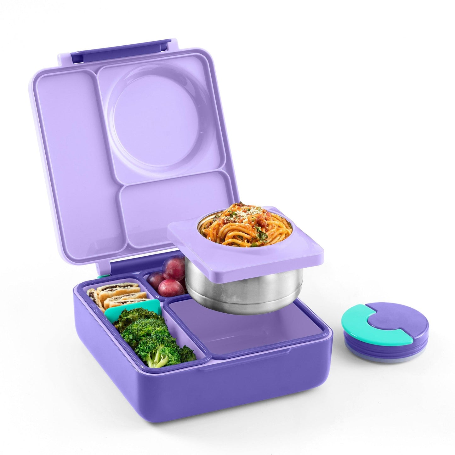 OmieBox - Purple Plum - Bento Box for Kids Insulated Bento Lunch Box with Leak Proof Thermos Food Jar